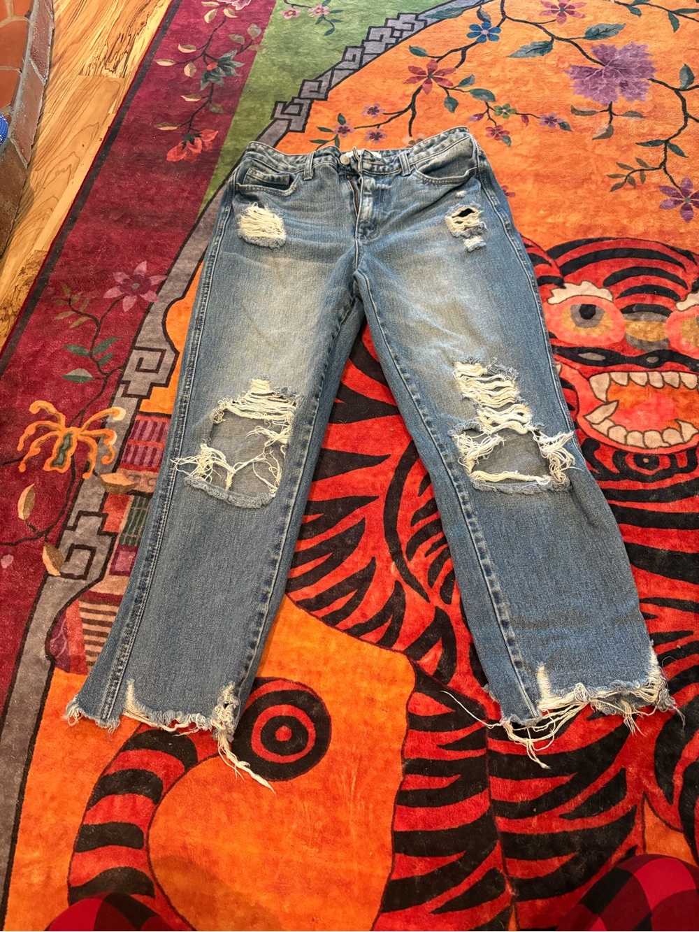 Flying Monkey Light Blue Distressed High Rise Straight